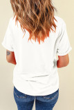 White Sequin Stars and Stripes Balloon Puppy Graphic Crewneck Tee