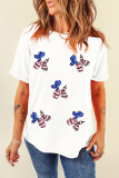 White Sequin Stars and Stripes Balloon Puppy Graphic Crewneck Tee
