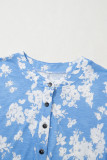 Myosotis Floral Print Half Button Wide Leg Relaxed Sleeveless Jumpsuit