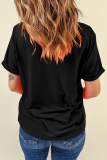 Black Guitar Wings Slogan Print Crew Neck T Shirt