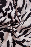 Black Abstract Print Open Back Boho Loose Maxi Sundress
