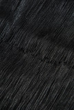 Black Tiered Fringe Trimmed Mini Skirt