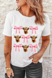 White Coquette Highland Cow Png Bows Graphic Tee