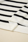 Black Stripe Knitted Drawstring Detail Sleeveless Dress