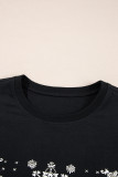 Black Paisley Print Crew Neck Loose Fit Tunic Tee