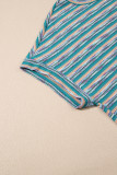 Multicolour Striped Wide Sleeve Loose T Shirt