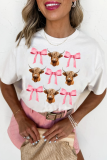 White Coquette Highland Cow Png Bows Graphic Tee