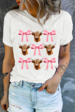 White Coquette Highland Cow Png Bows Graphic Tee