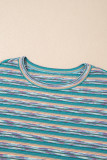 Multicolour Striped Wide Sleeve Loose T Shirt