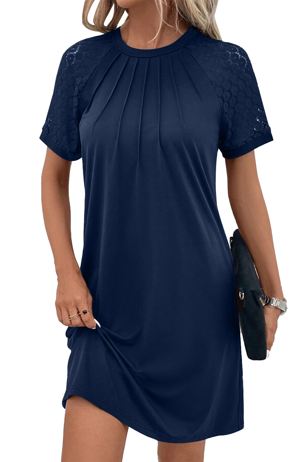 chinese dress ladies Zapaka Women Navy Mother of Bride Dress Lace Sheath Long Sleeves V Neck Long Wedding Guest Dress, Navy / US4