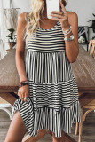 Black Stripe U Neck Sleeveless Loose Fit Mini Dress