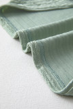 Grass Green Solid Color Textured Crinkle Short Sleeve T Shirt Dress