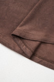 Chestnut Mineral Wash Criss Cross V Neck Casual T Shirt