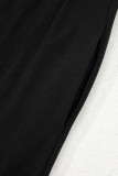 Black Solid Color T-shirt High Waist Pocketed Long Dress