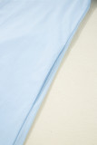 Myosotis Contrast Striped Notched V Neck Puff Sleeve Mini Dress