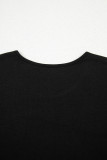 Black Solid Color T-shirt High Waist Pocketed Long Dress