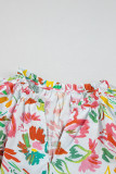 Multicolour Allover Floral Printed Flutter Sleeve Split Neck Blouse