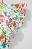 Multicolour Allover Floral Printed Flutter Sleeve Split Neck Blouse