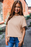 Jet Stream Textured Knit Round Neck Short Sleeve Top