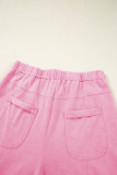 Bonbon Mineral Wash Exposed Seam Drawstring High Waist Wide Leg Cargo Pants