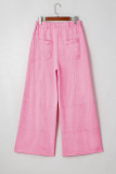 Bonbon Mineral Wash Exposed Seam Drawstring High Waist Wide Leg Cargo Pants