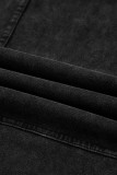Black Mineral Wash Exposed Seam Drawstring High Waist Wide Leg Cargo Pants