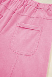 Bonbon Mineral Wash Exposed Seam Drawstring High Waist Wide Leg Cargo Pants