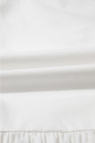 White Bow Knot Decor Square Neck Puff Sleeve Peplum Top