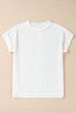 White Textured Knit Exposed Stitching T-shirt