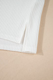 White Textured Knit Exposed Stitching T-shirt