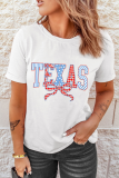 White Independence Day TEXAS Bow Printed T Shirt