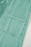 Mint Green Mineral Wash Exposed Seam Drawstring High Waist Wide Leg Cargo Pants