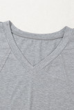 High Raglan Half Sleeve V Neck Oversized T Shirt
