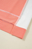 Carrot Twist Rib Colorblock Hi Low Plus Size Short Sleeve Top