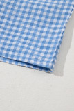 blue Red Plaid Gingham Printed High Waist Shorts