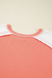Carrot Twist Rib Colorblock Hi Low Plus Size Short Sleeve Top