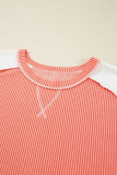Carrot Twist Rib Colorblock Hi Low Plus Size Short Sleeve Top