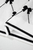 Black Preppy Vibes Bow Print Zipped Collar Sweater Tee