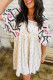 Pink Western Aztec Print Pleated Square Neck Loose Mini Dress