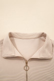 Parchment Textured Half Zip Kangaroo Pocket Top Drawstring Shorts Set