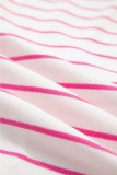 Rose Stripe Casual Wide Leg 2pcs Pants Set