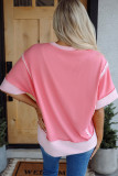 Peach Blossom Raw Seam Mix Texture Patchwork Rodeo Graphic Tee