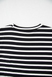 Black White Striped Short Sleeve Top and Shorts Set