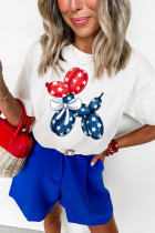 White American Flag Inspired Balloon Dog Graphic Cotton Blend T Shirt