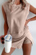 Smoke Gray 2 Pieces Mineral Wash Cotton Tank Top Lined Split Skirt Set