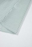 Green Stripe Lace Patchwork Crew Neck Tank Top