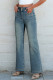 Sky Blue Double Button Patch Pocket Flare Leg Jeans