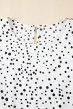 White Dalmatian Print Layered Ruffled Short Sleeve Blouse