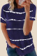 Blue Tie-dye Stripe Casual T-Shirt