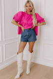 Sail Blue Scalloped Hemline Acid Wash High Waist Denim Shorts